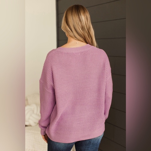 Kersh size M Women's Purple/Mauve wool blend Waffle Sweater, scoop neck - Picture 1 of 7